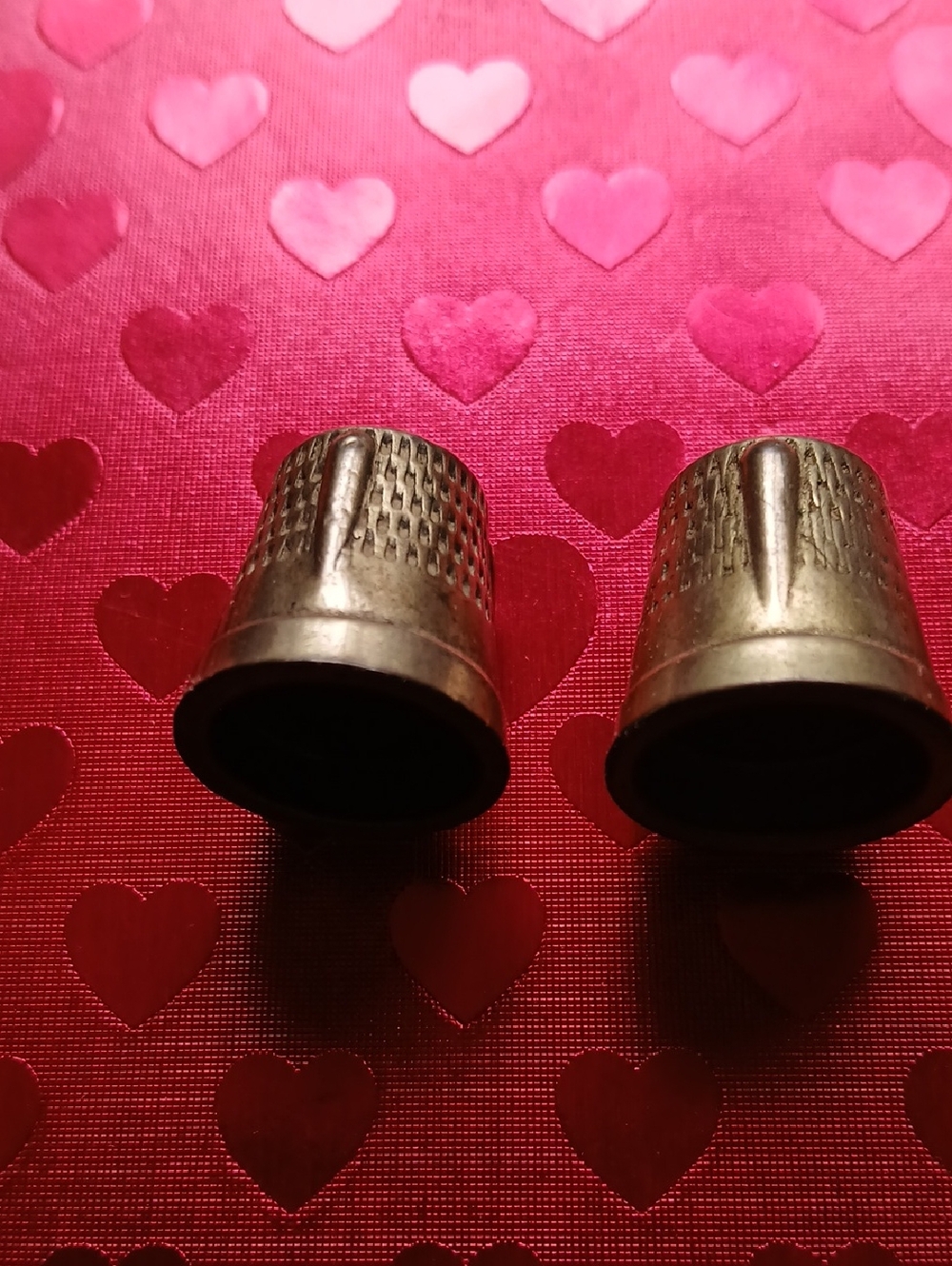 Vintage  Copper Metal Sewing Thimbles - Pair in Gold Tone